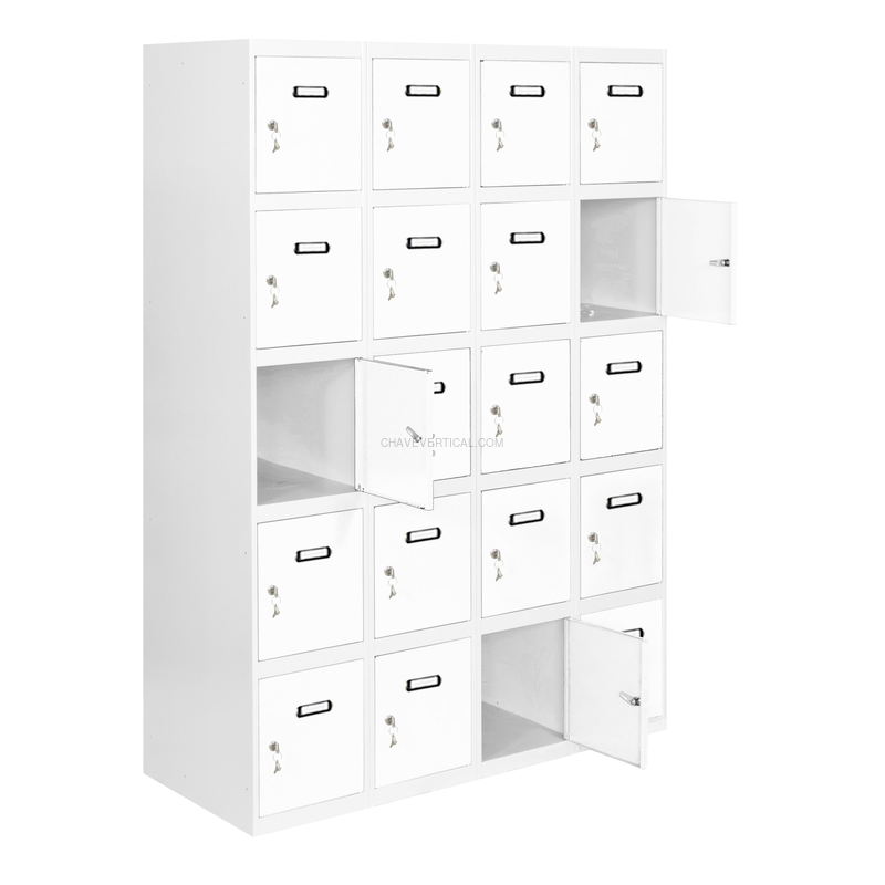 Cacifo Metálico SIMONLOCKER Profissional Montado 5 PUERTA 4/20 300(1200) Cinzento/Branco - 1800 x 1200 x 500 mm