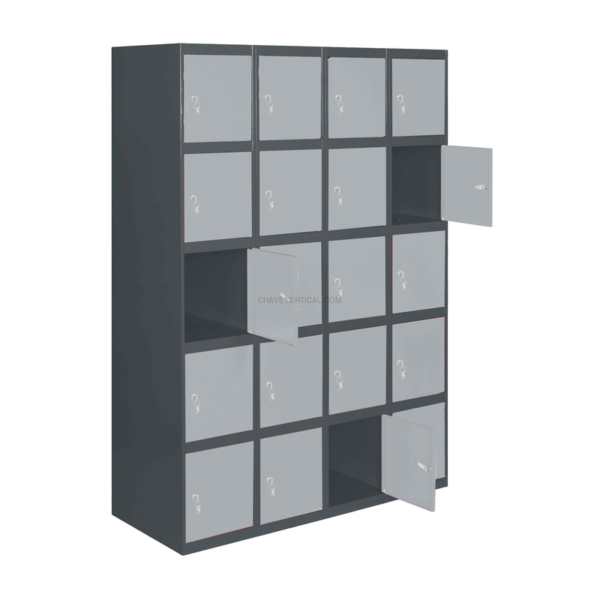 Cacifo Metálico SIMONLOCKER Profissional Montado 5 PUERTA 4/20 300(1200)AN/Cinzento - 1800 x 1200 x 500 mm