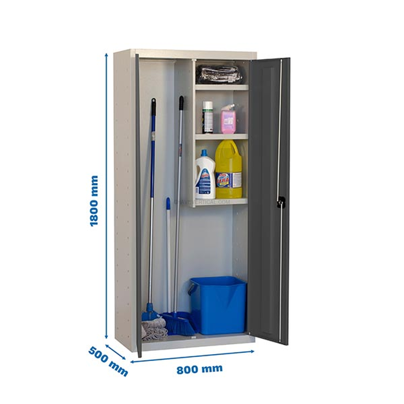 Cacifo Metálico SIMONLOCKER Profissional Montado CLEANING 180X80X40 2/3 Cinzento/AN - 1800 x 800 x 400 mm