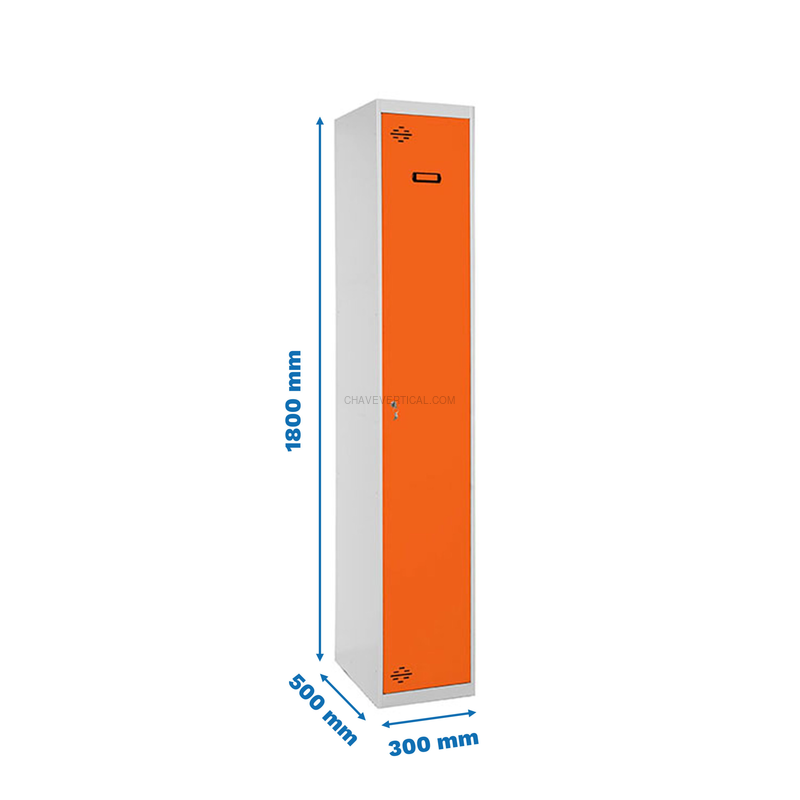 Cacifo Metálico SIMONLOCKER Profissional Montado Individual 1/1 300 Cinzento/Laranja - 1800 x 300 x 500 mm