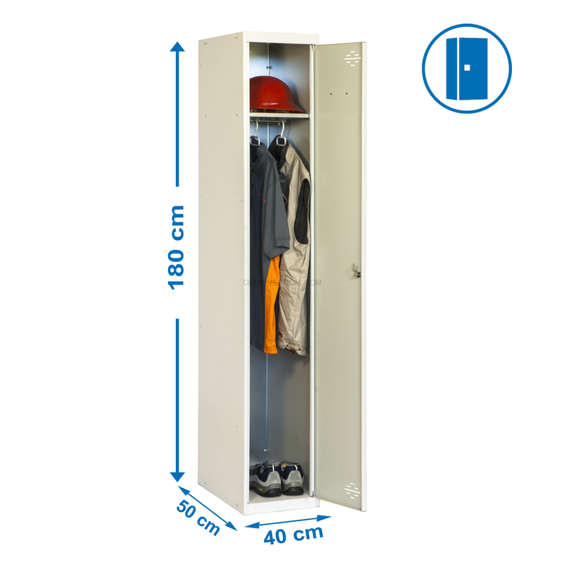 Cacifo Metálico SIMONLOCKER Profissional Montado Individual 1/1 400 Cinzento - 1800 x 400 x 500 mm