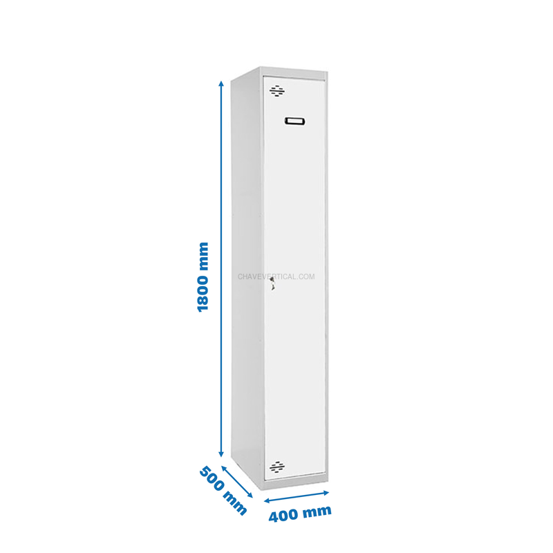 Cacifo Metálico SIMONLOCKER Profissional Montado Individual 1/1 400 Cinzento/Branco - 1800 x 400 x 500 mm