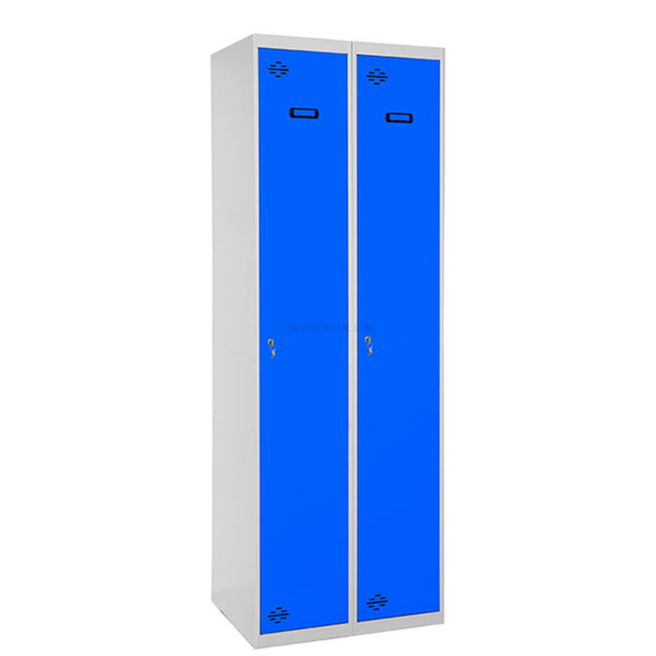 Cacifo Metálico SIMONLOCKER Profissional Montado Individual 2/2 300 (600) Cinzento/Azul - 1800 x 600 x 500 mm