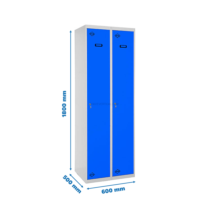 Cacifo Metálico SIMONLOCKER Profissional Montado Individual 2/2 300 (600) Cinzento/Azul - 1800 x 600 x 500 mm