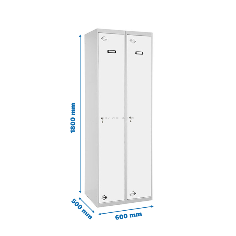 Cacifo Metálico SIMONLOCKER Profissional Montado Individual 2/2 300 (600) Cinzento/Branco - 1800 x 600 x 500 mm