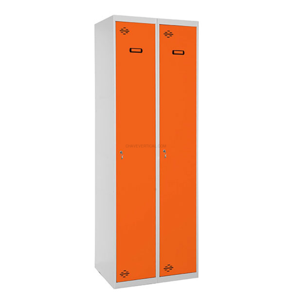 Cacifo Metálico SIMONLOCKER Profissional Montado Individual 2/2 300 (600) Cinzento/Laranja - 1800 x 600 x 500 mm