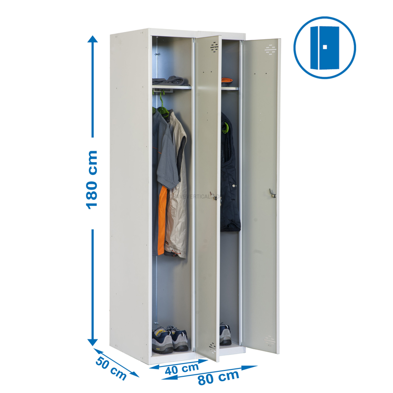 Cacifo Metálico SIMONLOCKER Profissional Montado Individual 2/2 400 (800) Cinzento - 1800 x 800 x 500 mm