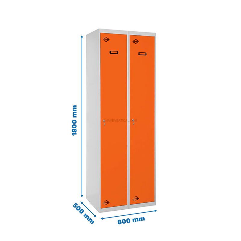Cacifo Metálico SIMONLOCKER Profissional Montado Individual 2/2 400 (800) Cinzento/Laranja - 1800 x 800 x 500 mm