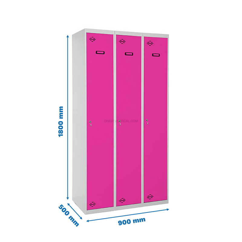 Cacifo Metálico SIMONLOCKER Profissional Montado Individual 3/3 300 (900) Cinzento/RS - 1800 x 900 x 500 mm