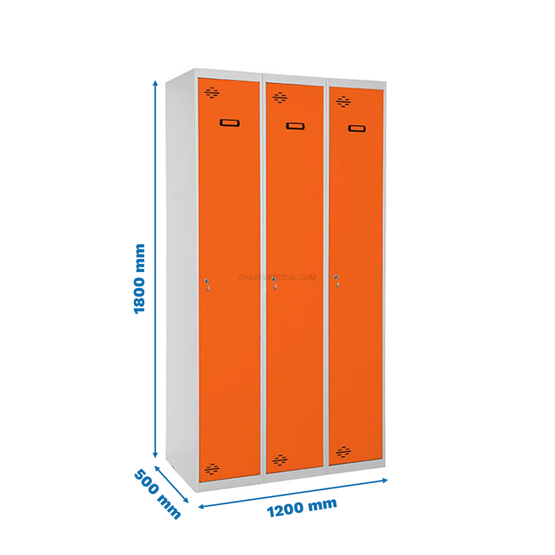 Cacifo Metálico SIMONLOCKER Profissional Montado Individual 3/3 400 (1200) Cinzento/NA - 1800 x 1200 x 500 mm