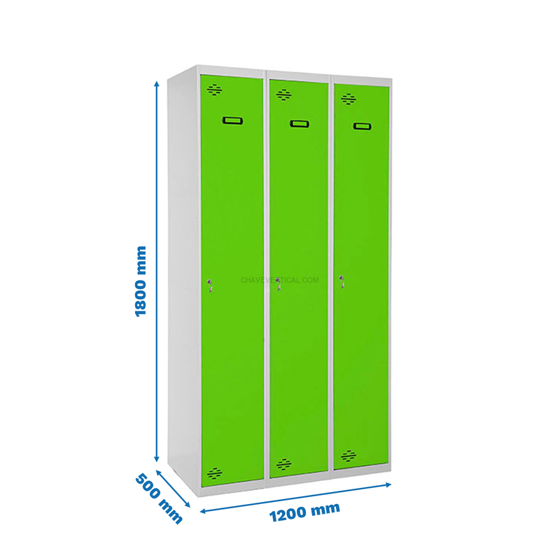 Cacifo Metálico SIMONLOCKER Profissional Montado Individual 3/3 400 (1200) Cinzento/VE - 1800 x 1200 x 500 mm