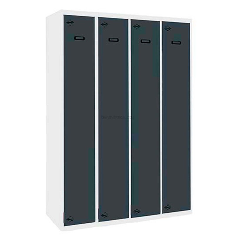 Cacifo Metálico SIMONLOCKER Profissional Montado Individual 4/4 300 (1200) Branco/AN - 1800 x 1200 x 500 mm
