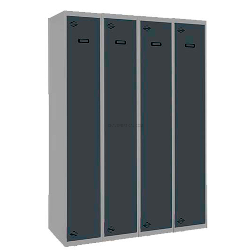 Cacifo Metálico SIMONLOCKER Profissional Montado Individual 4/4 300 (1200) Cinzento/AN - 1800 x 1200 x 500 mm