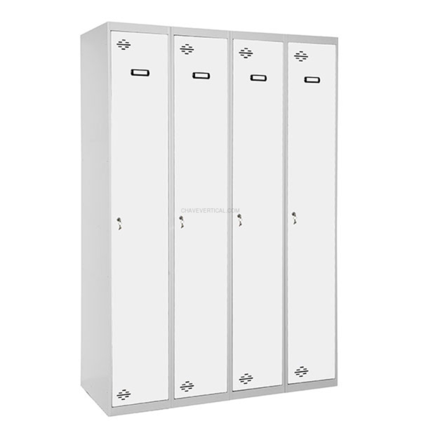 Cacifo Metálico SIMONLOCKER Profissional Montado Individual 4/4 300 (1200) Cinzento/Branco - 1800 x 1200 x 500 mm