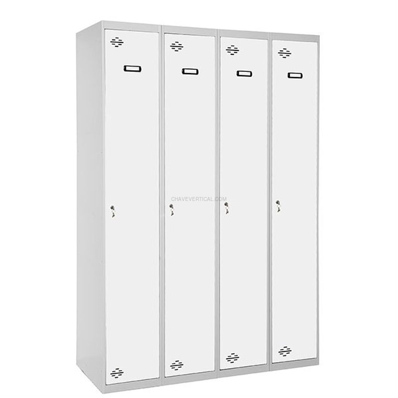Cacifo Metálico SIMONLOCKER Profissional Montado Individual 4/4 300 (1200) Cinzento/Branco - 1800 x 1200 x 500 mm