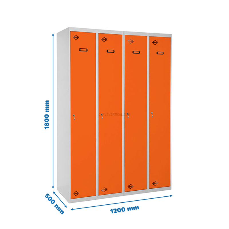 Cacifo Metálico SIMONLOCKER Profissional Montado Individual 4/4 300 (1200) Cinzento/NA - 1800 x 1200 x 500 mm