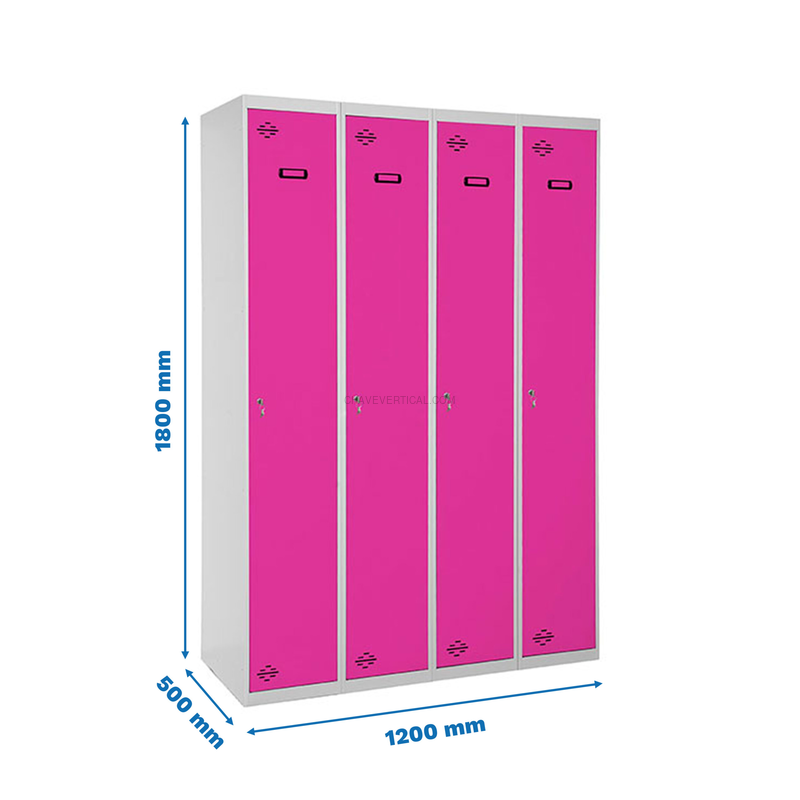 Cacifo Metálico SIMONLOCKER Profissional Montado Individual 4/4 300 (1200) Cinzento/RS - 1800 x 1200 x 500 mm
