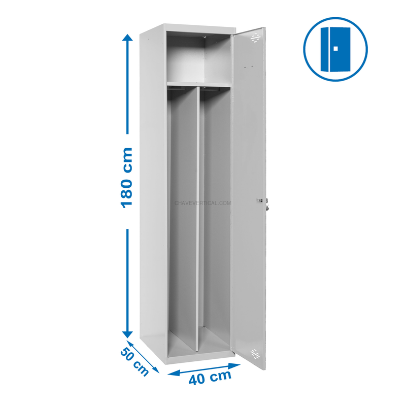 Cacifo Metálico SIMONLOCKER Profissional Montado Individual-DIV 1/1 400 Cinzento - 1800 x 400 x 500 mm