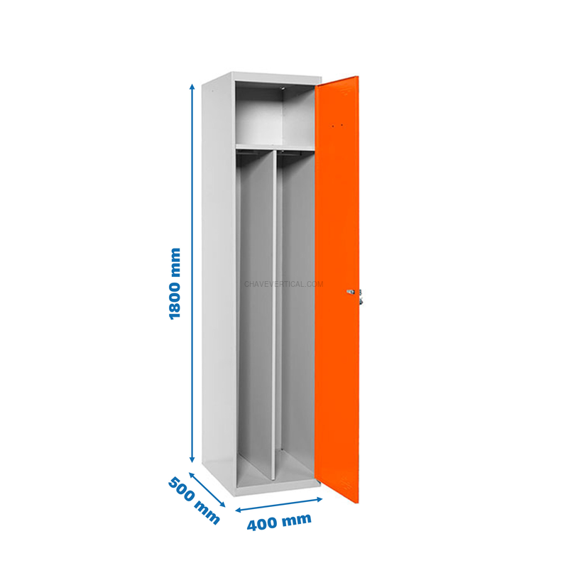 Cacifo Metálico SIMONLOCKER Profissional Montado Individual-DIV 1/1 400 Cinzento/NA - 1800 x 400 x 500 mm