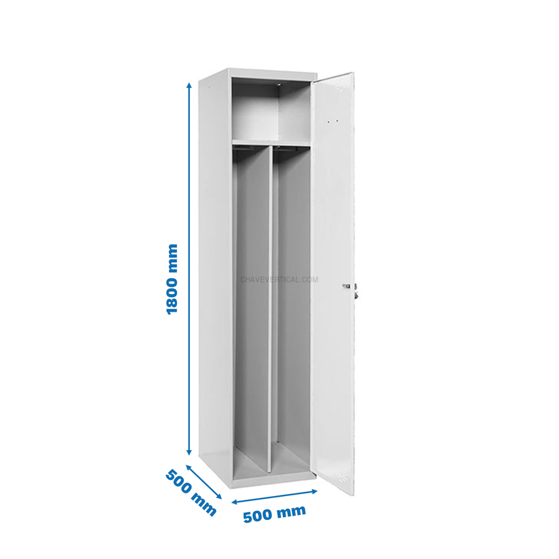Cacifo Metálico SIMONLOCKER Profissional Montado Individual-DIV 1/1 500 Cinzento/Branco - 1800 x 500 x 500 mm