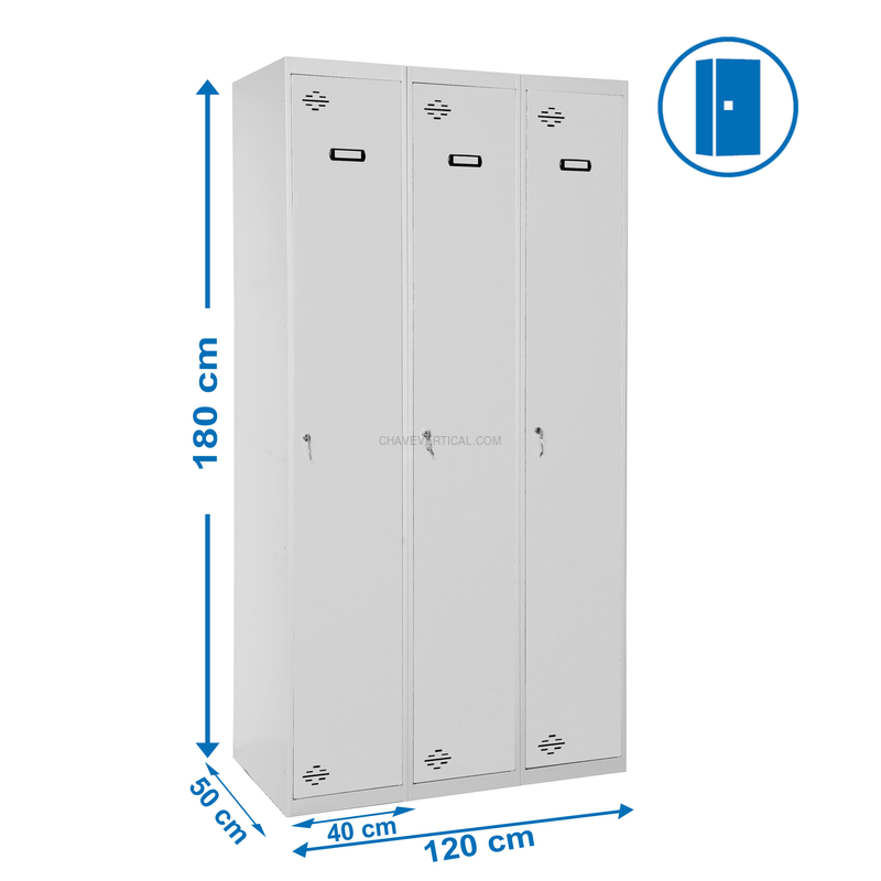 Cacifo Metálico SIMONLOCKER Profissional Montado Individual-DIV 3/3 400 (1200)Cinzento - 1800 x 1200 x 500 mm
