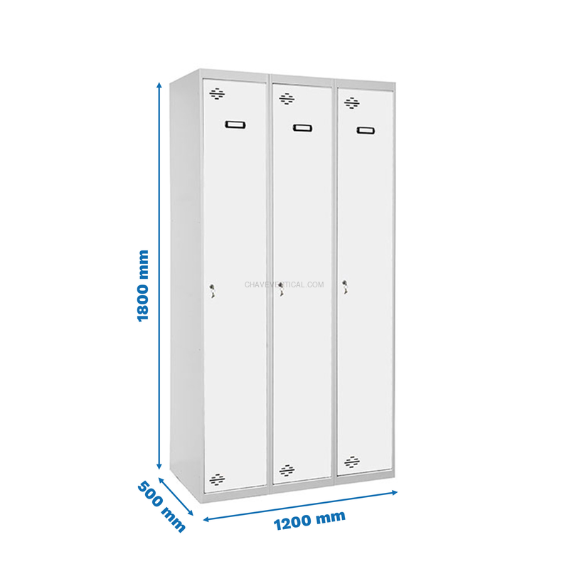 Cacifo Metálico SIMONLOCKER Profissional Montado Individual-DIV 3/3 400 (1200)G/Branco - 1800 x 1200 x 500 mm