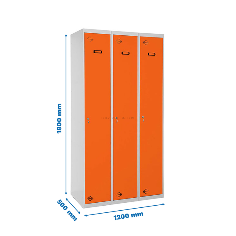 Cacifo Metálico SIMONLOCKER Profissional Montado Individual-DIV 3/3 400 (1200)G/NA - 1800 x 1200 x 500 mm