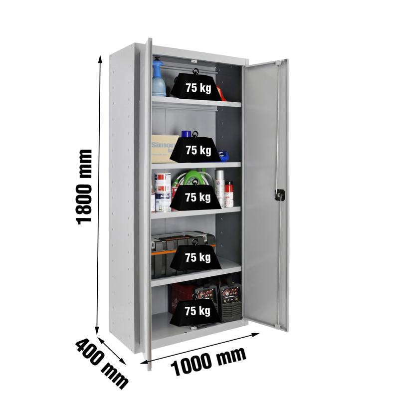 Cacifo Metálico SIMONLOCKER Profissional Montado MULTI. 180X100X40 2/4 Cinzento - 1800 x 1000 x 400 mm