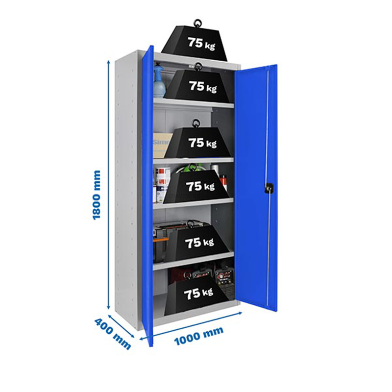 Cacifo Metálico SIMONLOCKER Profissional Montado MULTI. 180X100X40 2/4 Cinzento/AZUL - 1800 x 1000 x 400 mm