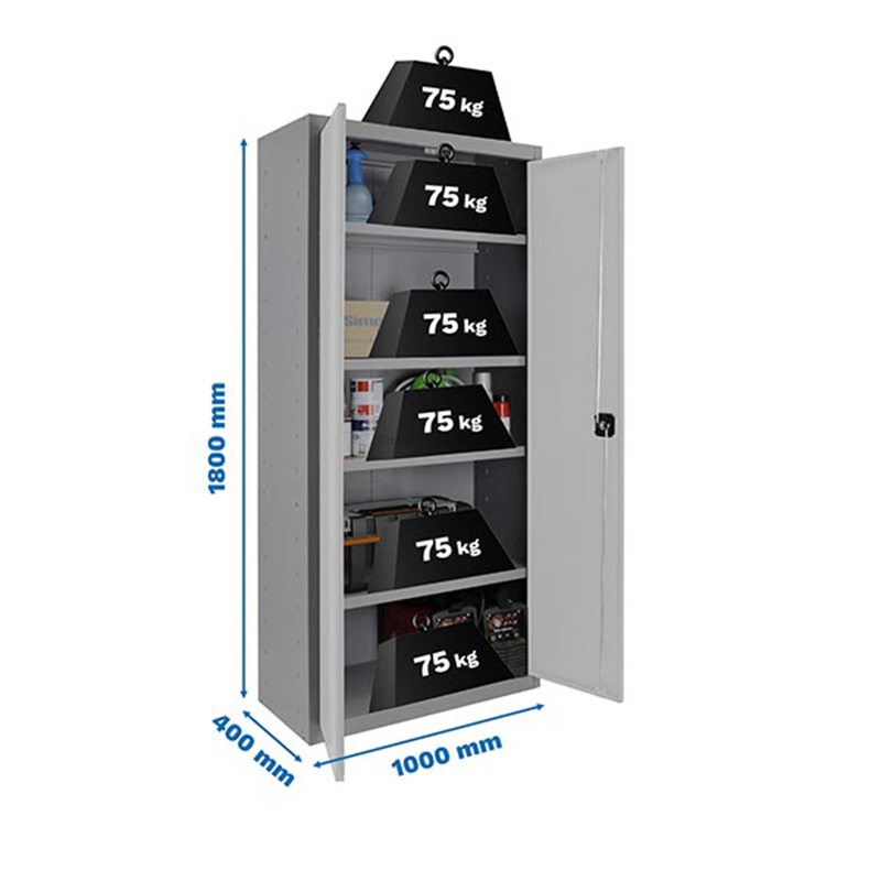 Cacifo Metálico SIMONLOCKER Profissional Montado MULTI. 180X100X40 2/4 Cinzento/BLA - 1800 x 1000 x 400 mm