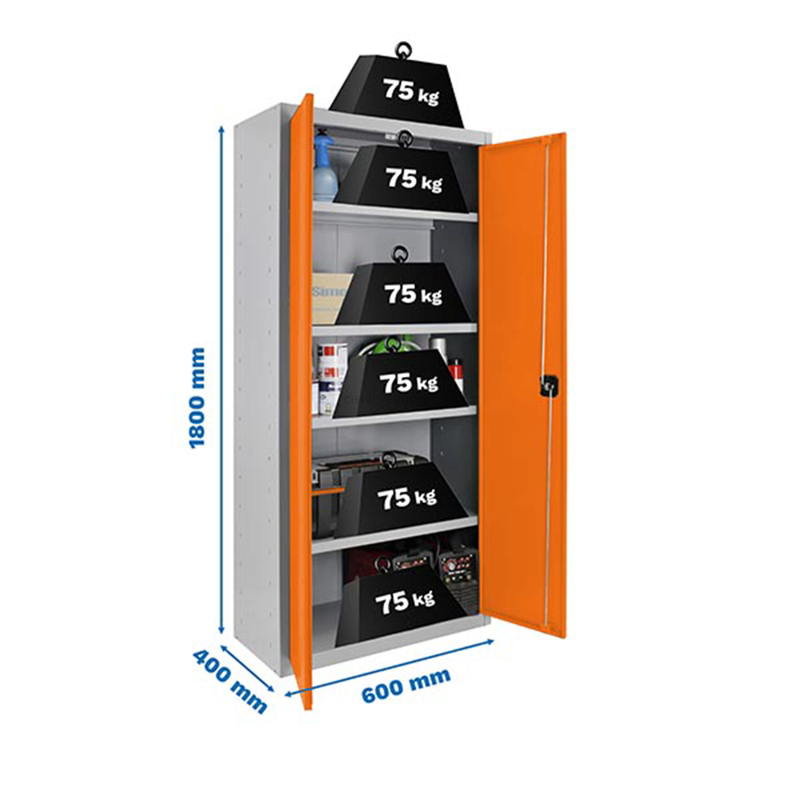 Cacifo Metálico SIMONLOCKER Profissional Montado MULTI. 180X60X40 2/4 Cinzento/Laranja - 1800 x 600 x 400 mm
