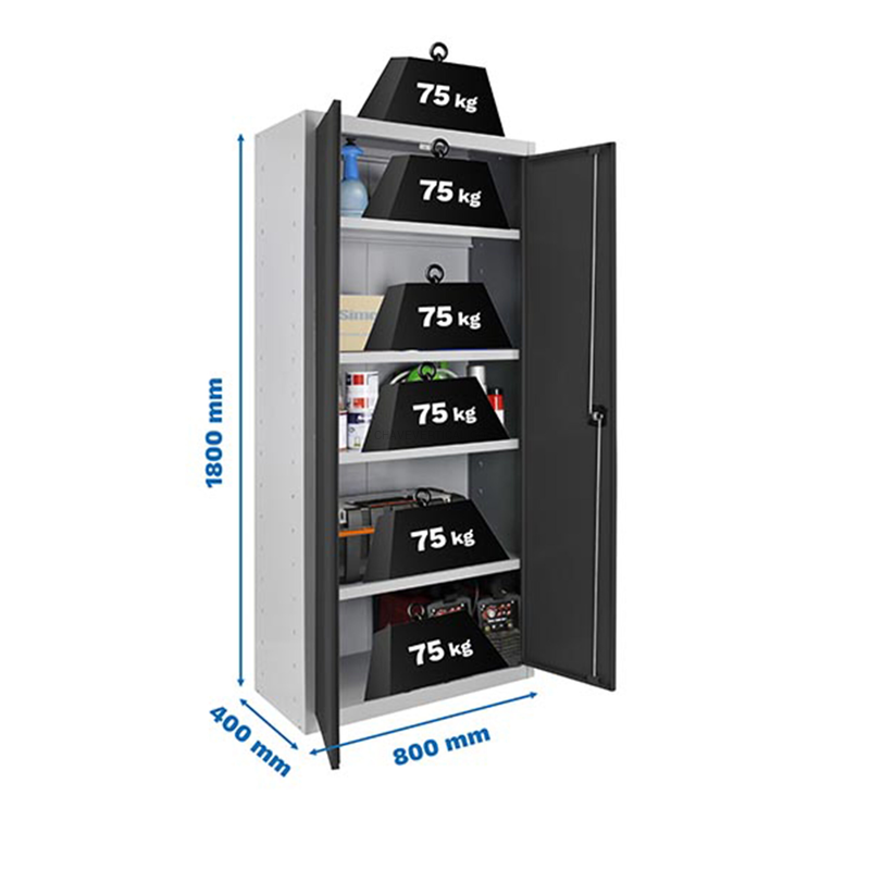 Cacifo Metálico SIMONLOCKER Profissional Montado MULTI. 180X80X40 2/4 Cinzento/AN - 1800 x 800 x 400 mm