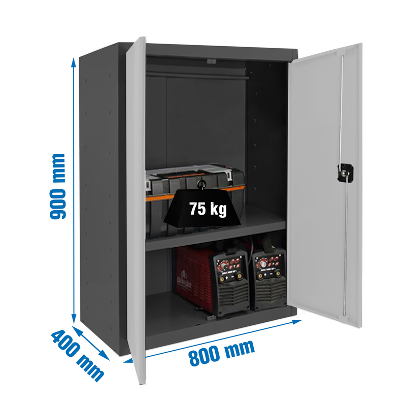 Cacifo Metálico SIMONLOCKER Profissional Montado MULTI. 90X80X40 2/1 AN/Branco - 900 x 800 x 400 mm