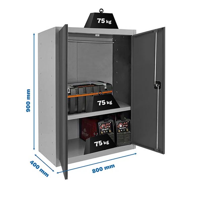 Cacifo Metálico SIMONLOCKER Profissional Montado MULTI. 90X80X40 2/1 Cinzento/AN - 900 x 800 x 400 mm