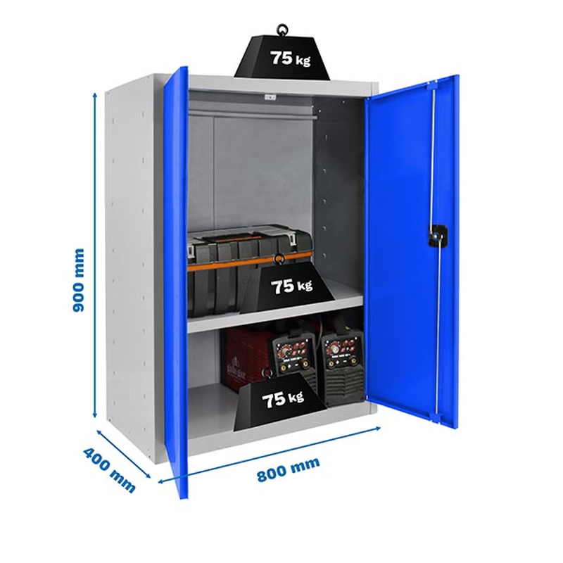 Cacifo Metálico SIMONLOCKER Profissional Montado MULTI. 90X80X40 2/1 Cinzento/Azul - 900 x 800 x 400 mm