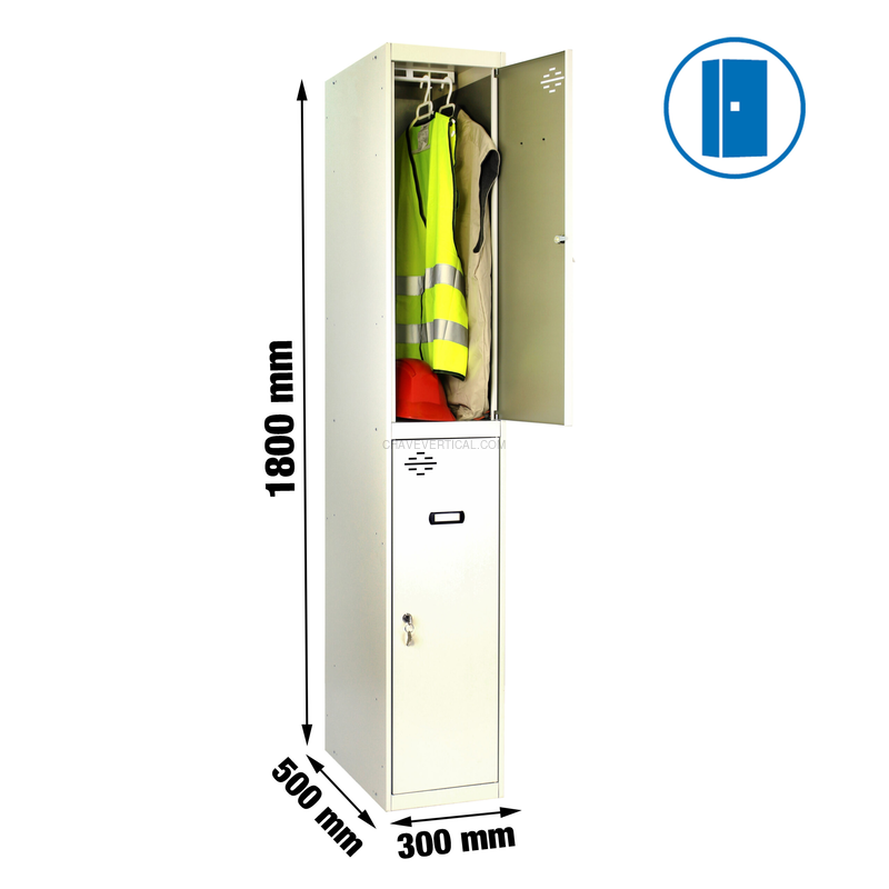 Cacifo Metálico SIMONLOCKER Profissional Montado TANDEM 1/2 300 Cinzento - 1800 x 300 x 500 mm