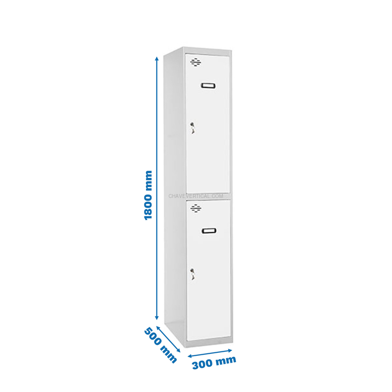 Cacifo Metálico SIMONLOCKER Profissional Montado TANDEM 1/2 300 Cinzento/Branco - 1800 x 300 x 500 mm