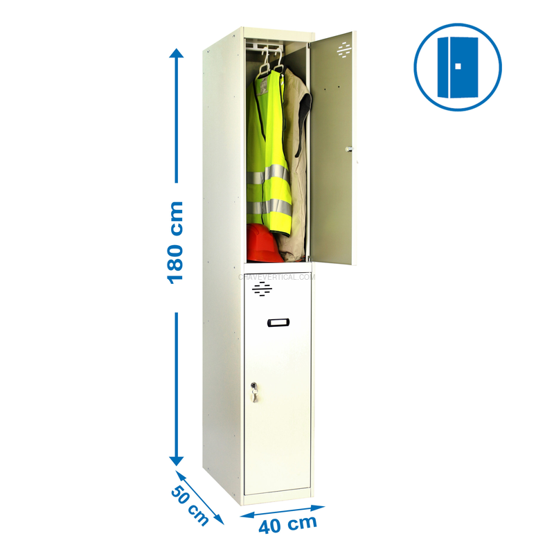 Cacifo Metálico SIMONLOCKER Profissional Montado TANDEM 1/2 400 Cinzento - 1800 x 400 x 500 mm
