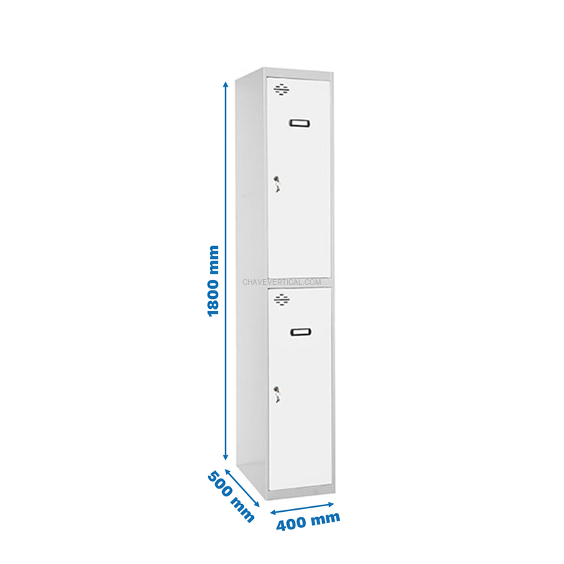 Cacifo Metálico SIMONLOCKER Profissional Montado TANDEM 1/2 400 Cinzento/Branco - 1800 x 400 x 500 mm