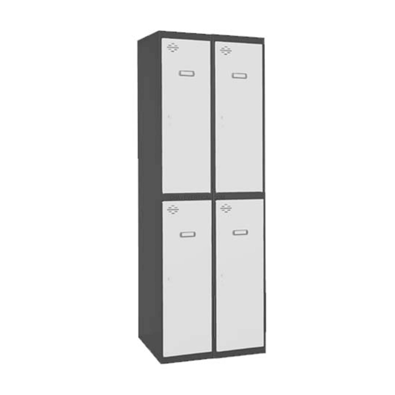 Cacifo Metálico SIMONLOCKER Profissional Montado TANDEM 2/4 300 (600) AN/Branco - 1800 x 600 x 500 mm