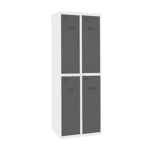 Cacifo Metálico SIMONLOCKER Profissional Montado TANDEM 2/4 300 (600) Branco/AN - 1800 x 600 x 500 mm