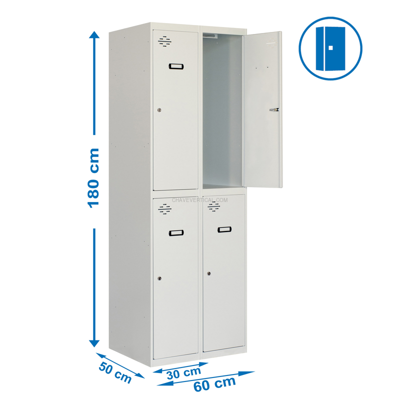 Cacifo Metálico SIMONLOCKER Profissional Montado TANDEM 2/4 300 (600) Cinzento - 1800 x 600 x 500 mm