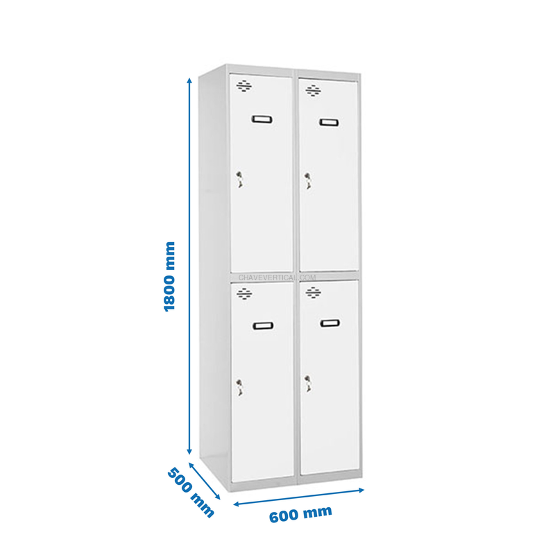 Cacifo Metálico SIMONLOCKER Profissional Montado TANDEM 2/4 300 (600) Cinzento/Branco - 1800 x 600 x 500 mm