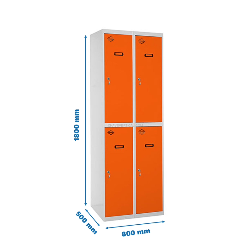 Cacifo Metálico SIMONLOCKER Profissional Montado TANDEM 2/4 400 (800) Cinzento/NA - 1800 x 800 x 500 mm