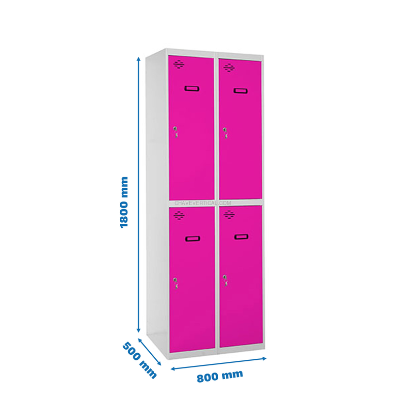 Cacifo Metálico SIMONLOCKER Profissional Montado TANDEM 2/4 400 (800) Cinzento/RS - 1800 x 800 x 500 mm