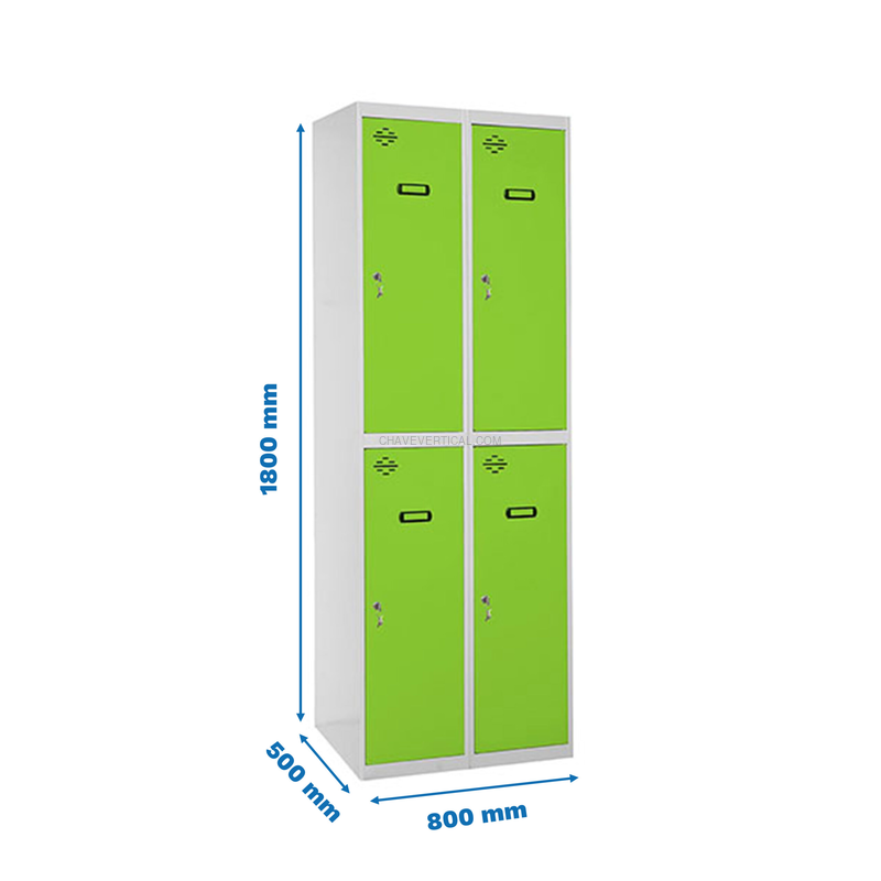 Cacifo Metálico SIMONLOCKER Profissional Montado TANDEM 2/4 400 (800) Cinzento/VE - 1800 x 800 x 500 mm