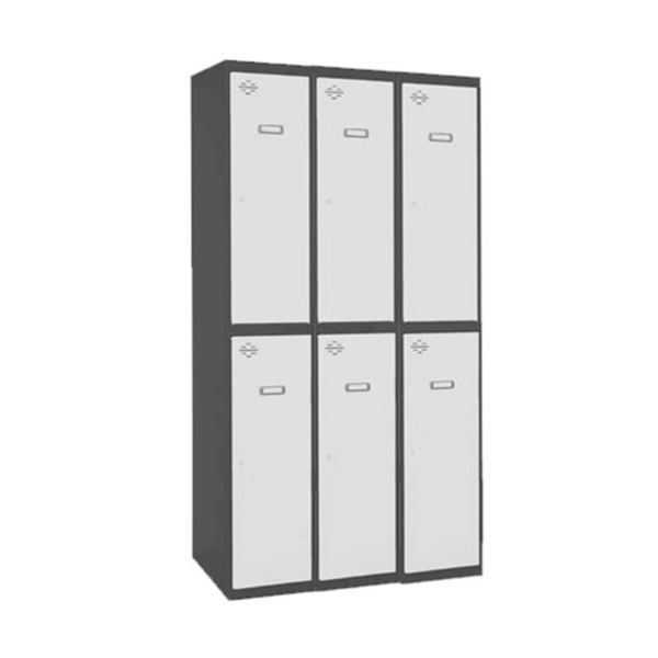 Cacifo Metálico SIMONLOCKER Profissional Montado TANDEM 3/6 300 (900) AN/Branco - 1800 x 900 x 500 mm