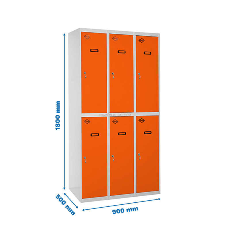 Cacifo Metálico SIMONLOCKER Profissional Montado TANDEM 3/6 300 (900) Cinzento/NA - 1800 x 900 x 500 mm