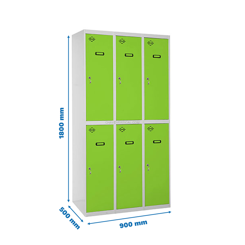 Cacifo Metálico SIMONLOCKER Profissional Montado TANDEM 3/6 300 (900) Cinzento/VE - 1800 x 900 x 500 mm