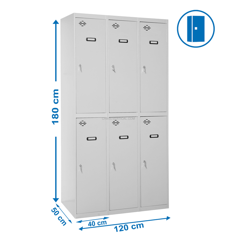 Cacifo Metálico SIMONLOCKER Profissional Montado TANDEM 3/6 400 (1200) Cinzento - 1800 x 1200 x 500 mm